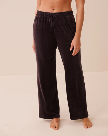 La Vie en Rose Plum Perfect Women Ribbed Velour Pants SKU: 50200126_50103 Image 01