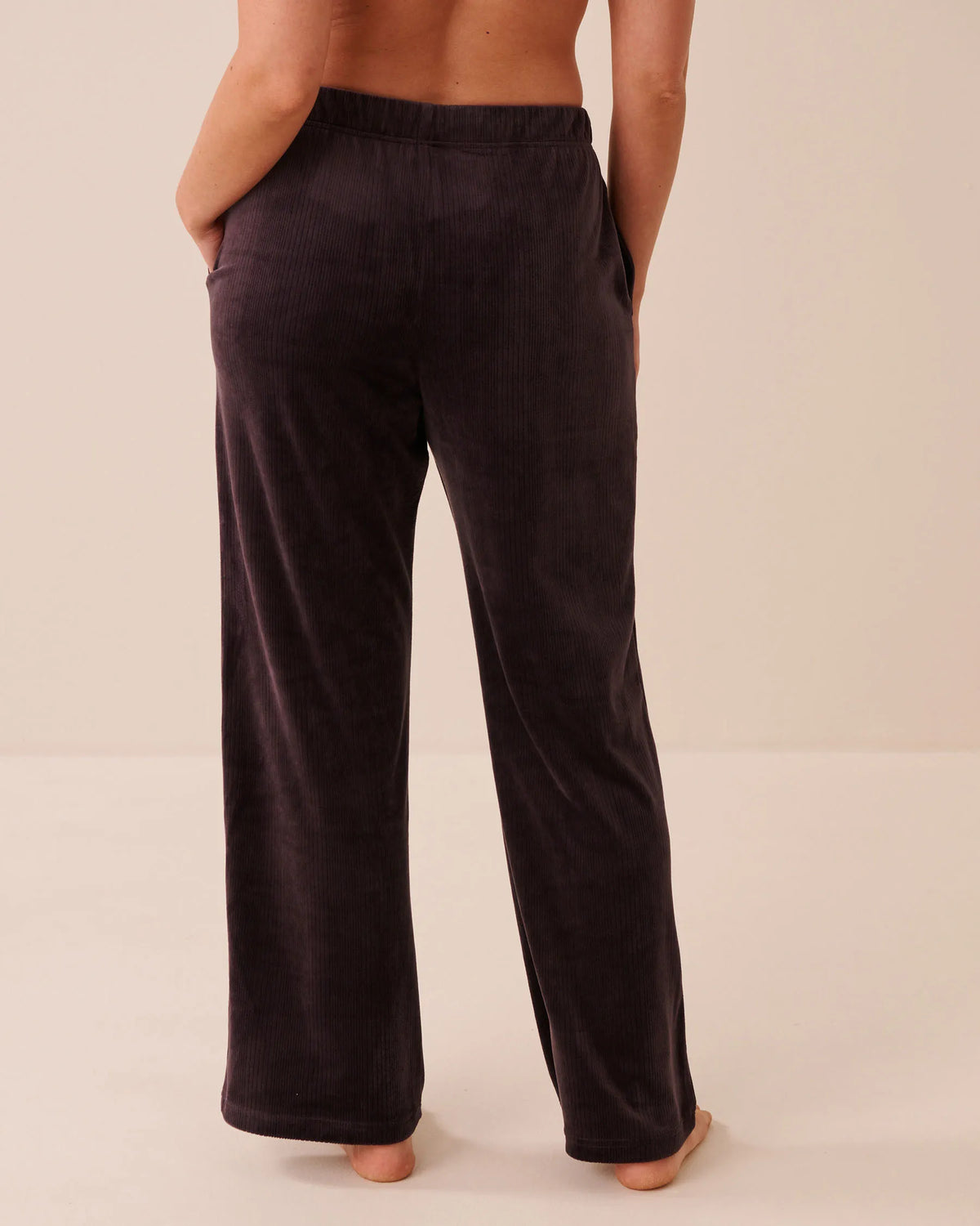 La Vie en Rose Plum Perfect Women Ribbed Velour Pants SKU: 50200126_50103 Image 02