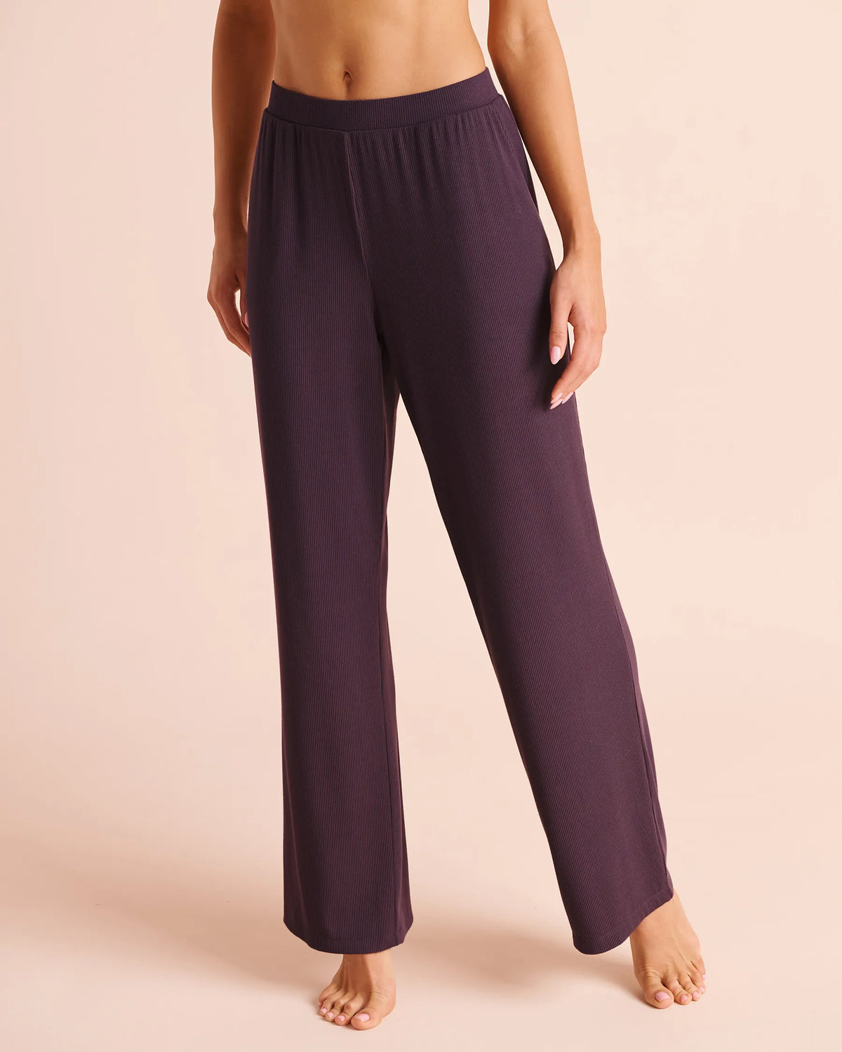 La Vie en Rose Plum Perfect Women Ribbed Modal Pants SKU: 50200128_50103 Image 01
