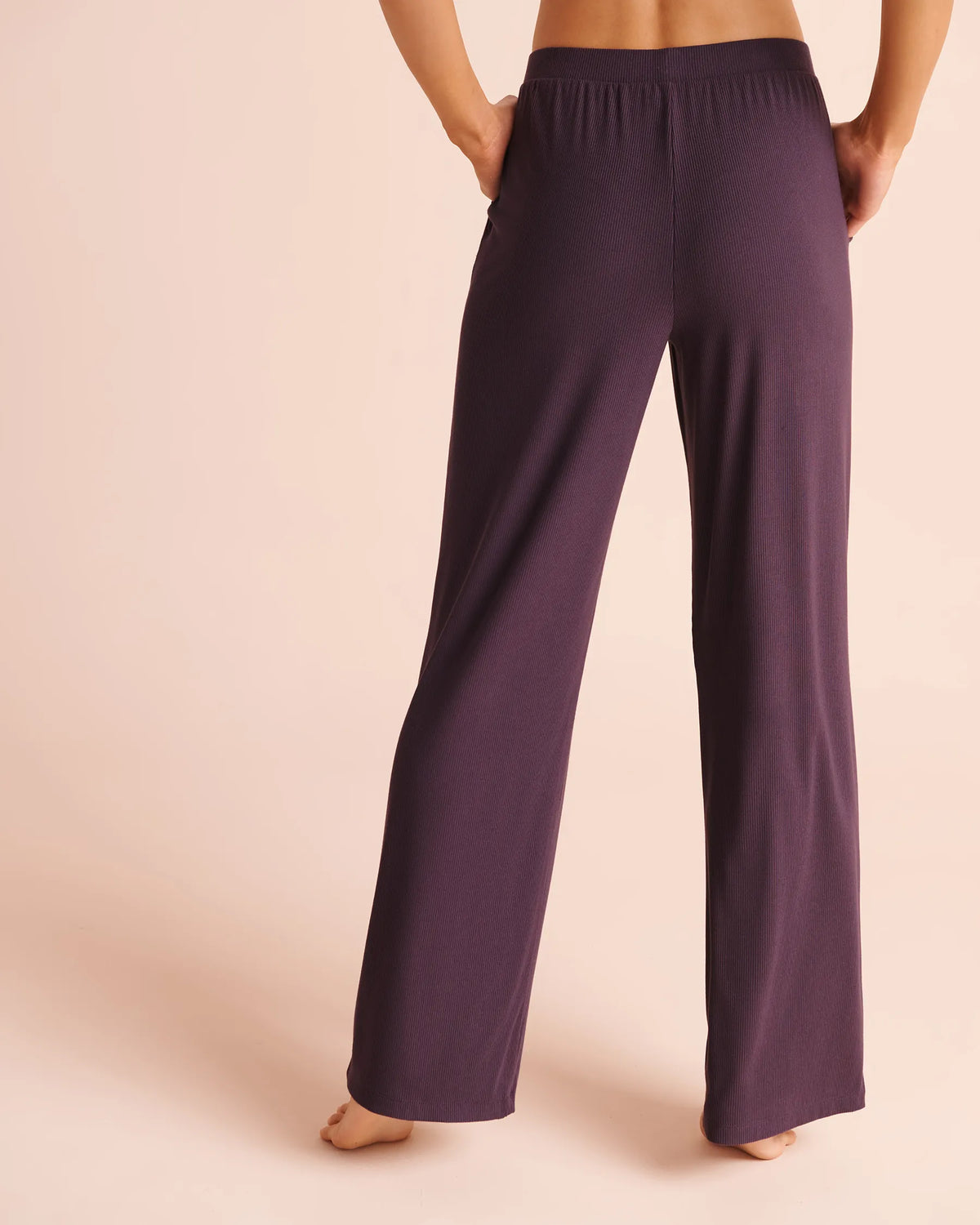 La Vie en Rose Plum Perfect Women Ribbed Modal Pants SKU: 50200128_50103 Image 02