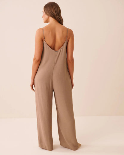 La Vie en Rose Brownie Women Wide Leg Crinkle Jumpsuit SKU: 50300012_20129 Image 02