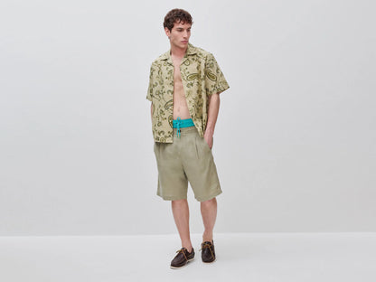 Benetton Light Green Men Printed Linen Blend Shirt SKU: 503SUQ05B_96K Image 03