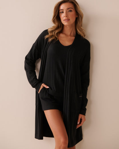 La Vie en Rose_Black Beauty_Ribbed Long Cardigan_50500015_00001_01