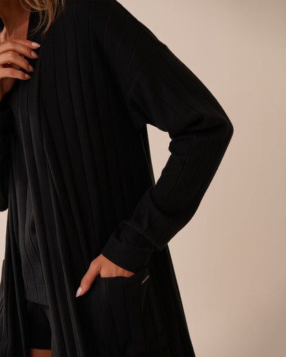 La Vie en Rose_Black Beauty_Ribbed Long Cardigan_50500015_00001_03