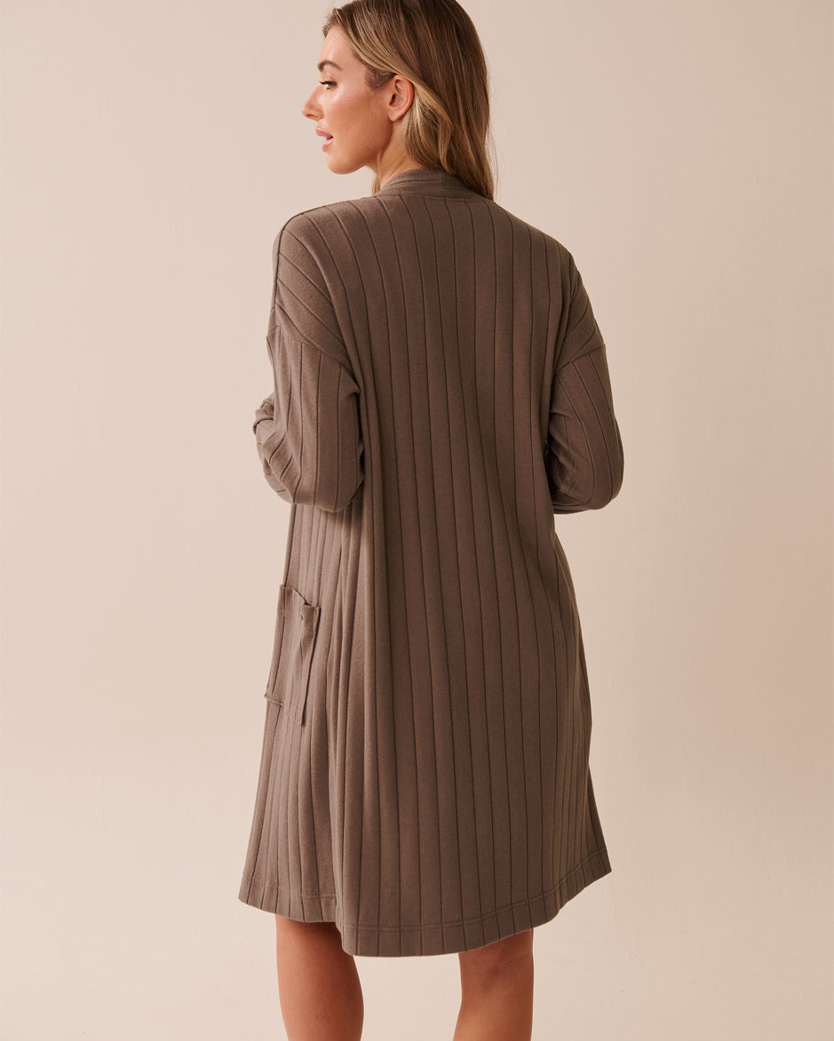 La Vie en Rose_Deep Taupe_Ribbed Long Cardigan_50500015_20094_02