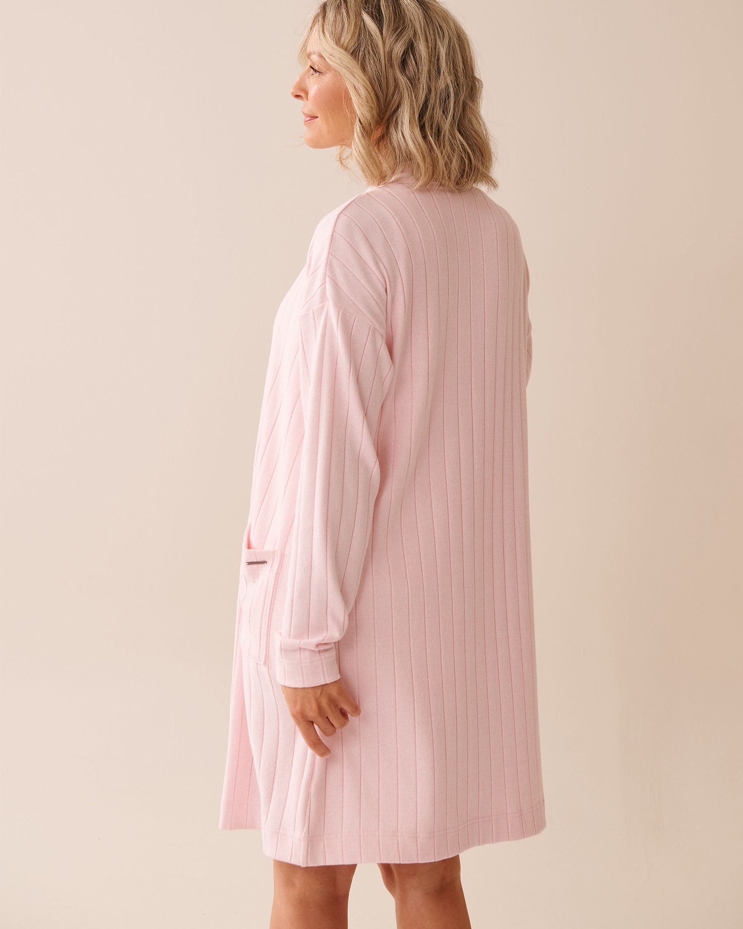 La Vie en Rose_Parfait Pink Mix_Ribbed Long Cardigan_50500015_60208_02