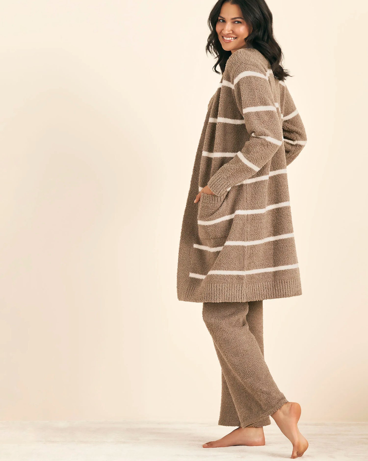La Vie en Rose_Cinder &amp; Snow Stripes_Chenille Long Cardigan_50500016_P00449_02