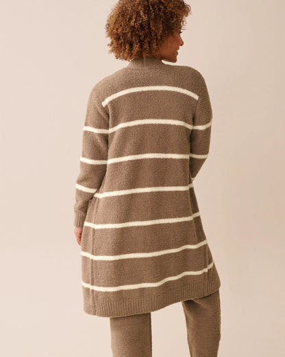 La Vie en Rose_Cinder &amp; Snow Stripes_Chenille Long Cardigan_50500016_P00449_04