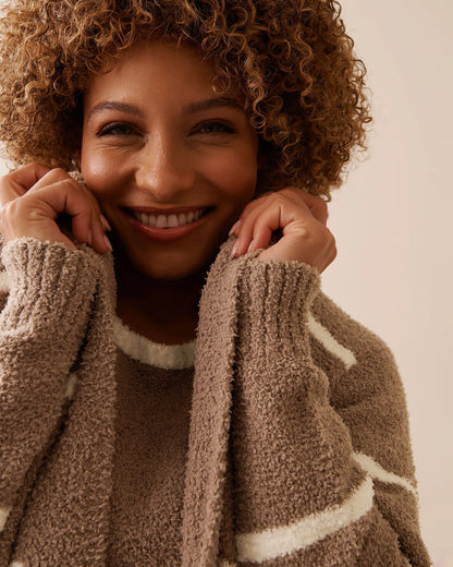 La Vie en Rose_Cinder &amp; Snow Stripes_Chenille Long Cardigan_50500016_P00449_05