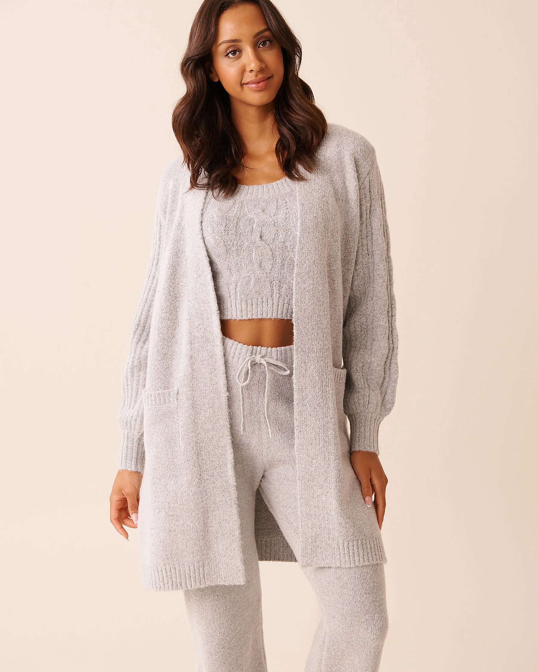 La Vie en Rose_Comfy Grey Mix_Cable Sleeve Knit Long Cardigan_50500017_00007_01