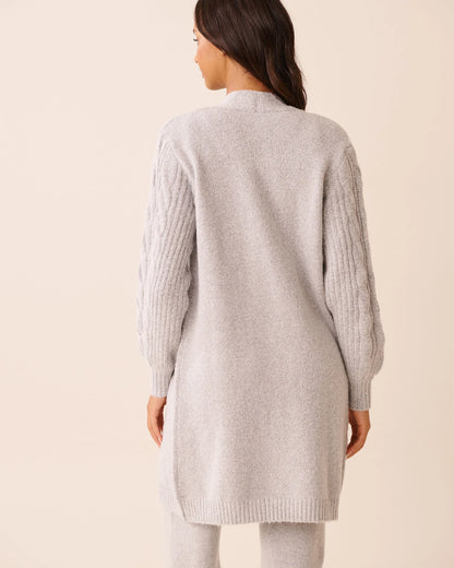 La Vie en Rose_Comfy Grey Mix_Cable Sleeve Knit Long Cardigan_50500017_00007_02