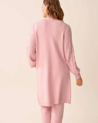 La Vie en Rose_Chalk Pink_Cable Sleeve Knit Long Cardigan_50500017_60042_02