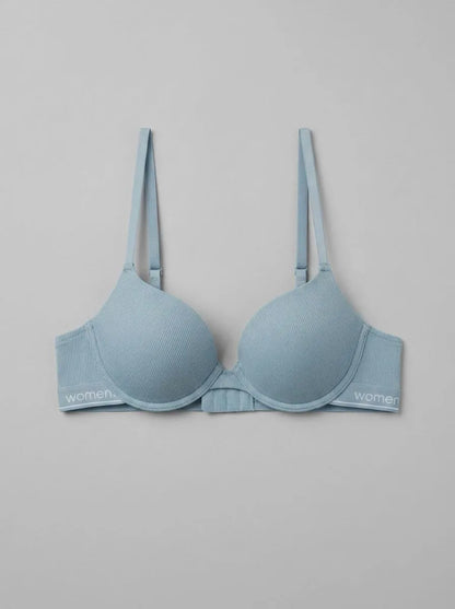 Women Secret Medium Blue Women GORGEOUS Green Ribbed Cotton Push-Up Bra in Different Cup Sizes SKU: 5053866_15 Image 00