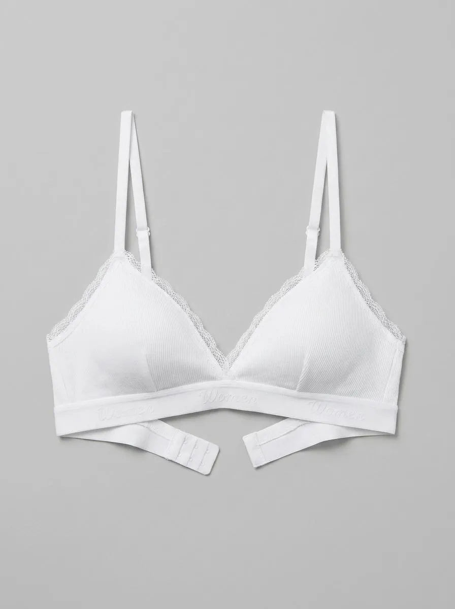 Women Secret Ivory Women CHARMING White Ribbed Cotton Triangle Bra in Different Cup Sizes SKU: 5053885_96 Image 00