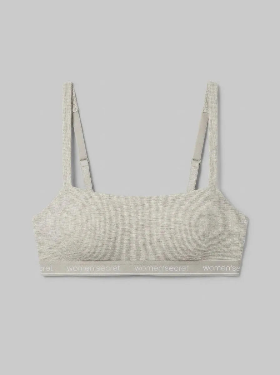 Women Secret Tan Women Brown Cotton Ribbed Bra Top SKU: 5053889_34 Image 00