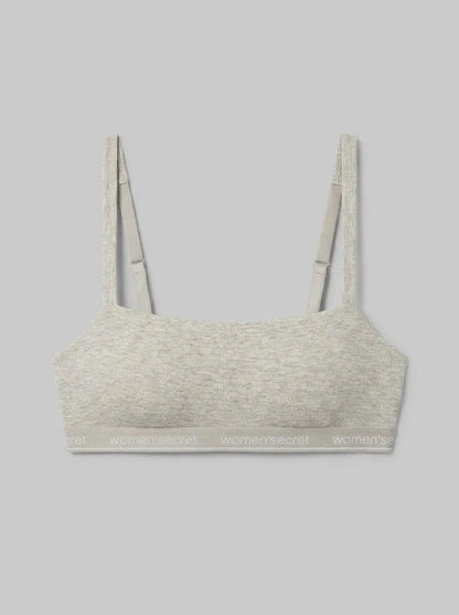 Women Secret Tan Women Brown Cotton Ribbed Bra Top SKU: 5053889_34 Image 00