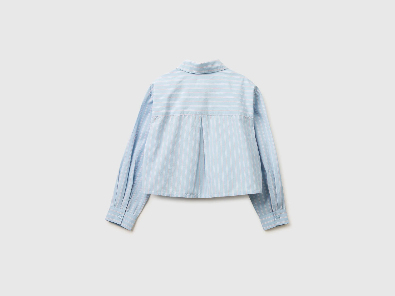 Benetton Light Blue Girls Striped Boxy Fit Shirt SKU: 50N7CQ04N_903 Image 02