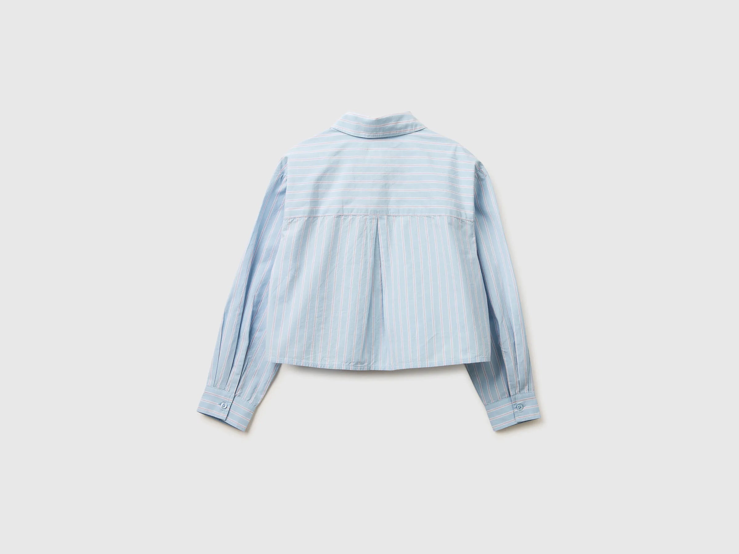 Benetton Light Blue Girls Striped Boxy Fit Shirt SKU: 50N7CQ04N_903 Image 02