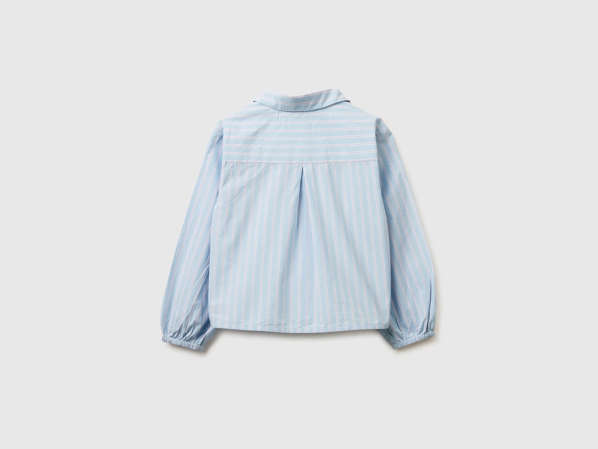 Benetton Light Blue Girls Striped Blouse with Bows SKU: 50N7GQ030_903 Image 02