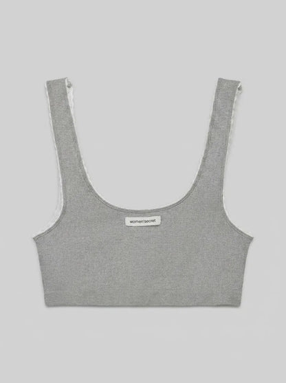 Women Secret_Medium Grey_Grey Seamless Ribbed Top_5103008_46_00