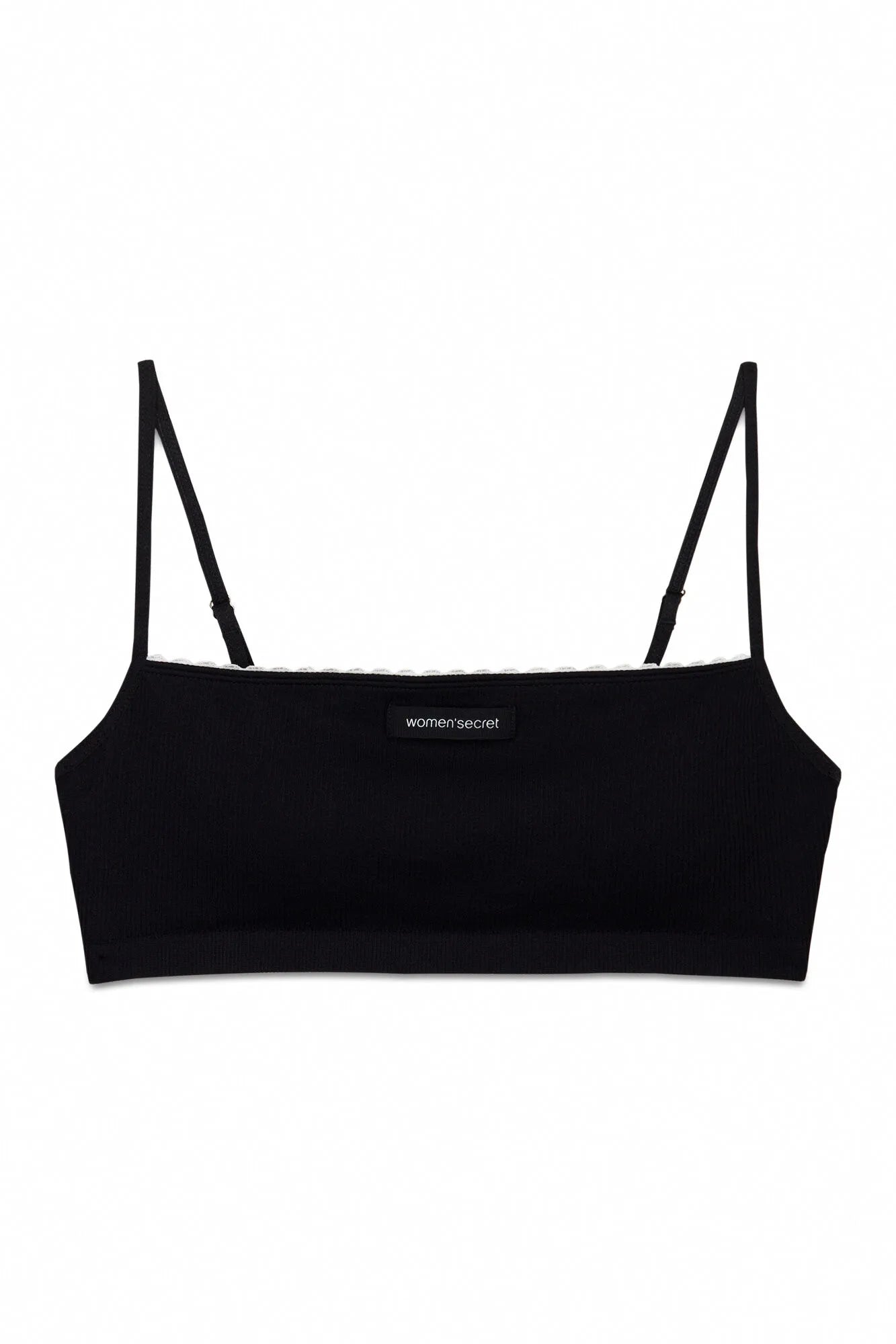 Women Secret_Black_White Straight Seamless Ribbed Top_5103010_01_08