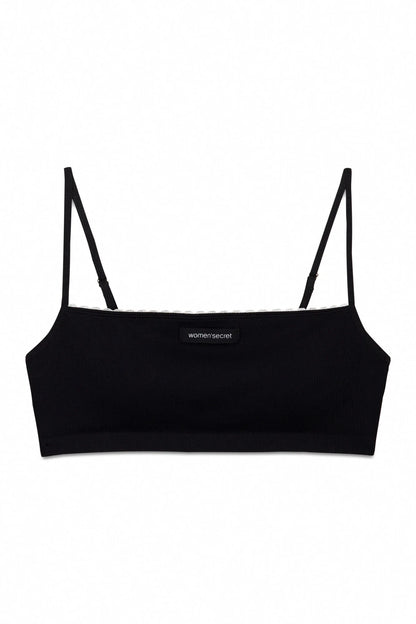 Women Secret_Black_White Straight Seamless Ribbed Top_5103010_01_08