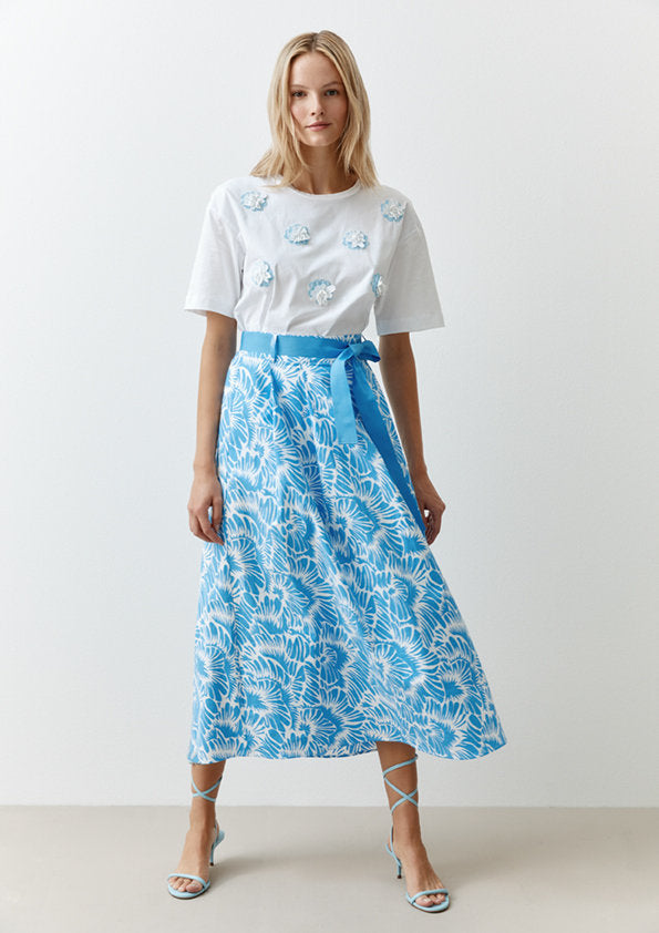 More &amp;  More_Blue/White Wide Cotton Skirt_51035005_1330_01