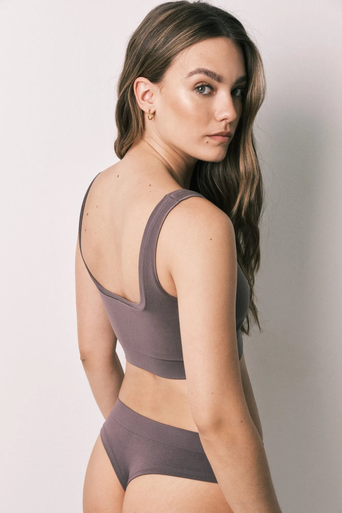 Women Secret Purple/Lilac Women Purple Seamless Ribbed Long Top SKU: 5104040_77 Image 02