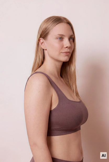 Women Secret Purple/Lilac Women Purple Seamless Ribbed Long Top SKU: 5104040_77 Image 06