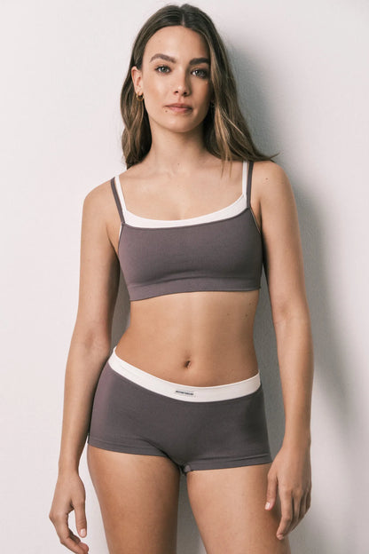 Women Secret Purple/Lilac Women Purple Seamless Ribbed Top SKU: 5104046_77 Image 05