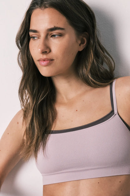Women Secret Purple/Lilac Women Lilac Seamless Ribbed Top SKU: 5104047_75 Image 01