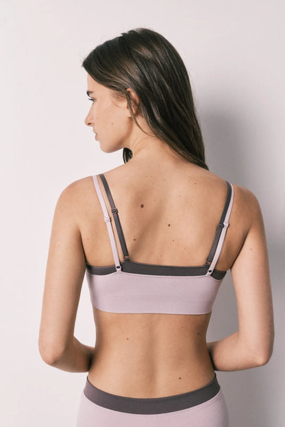 Women Secret Purple/Lilac Women Lilac Seamless Ribbed Top SKU: 5104047_75 Image 03