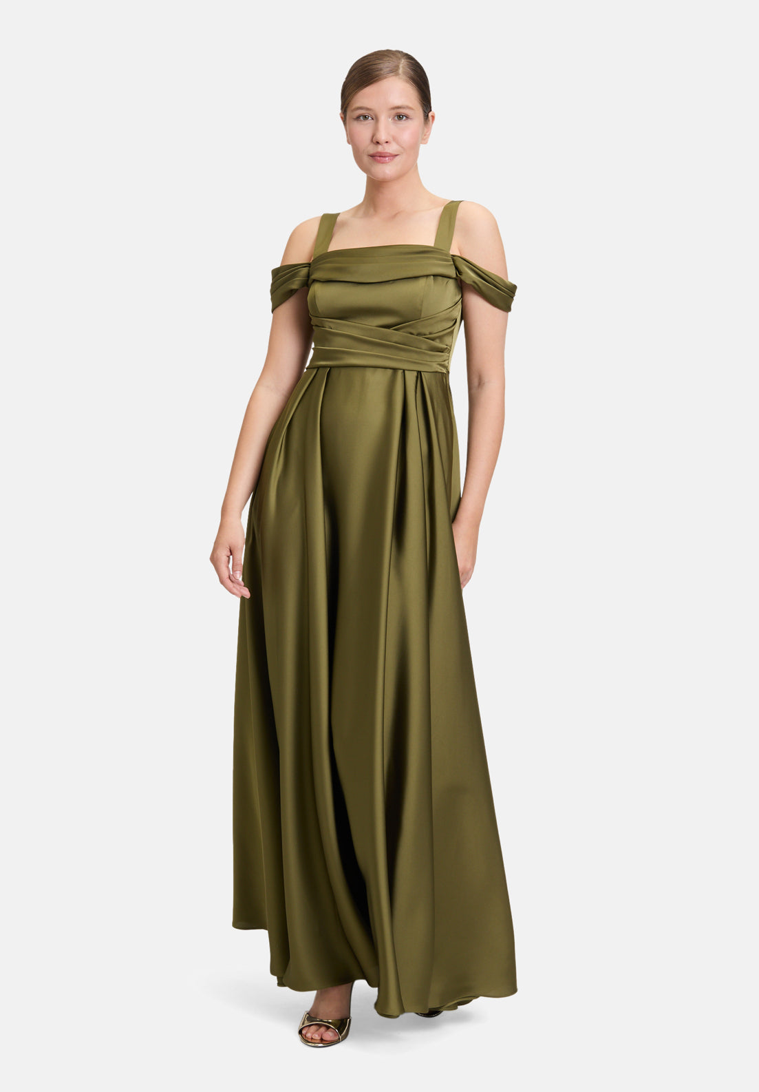 Vera Mont_Shiny Olive_Off-The-Shoulder Evening Dress_5105-4262_5596_01