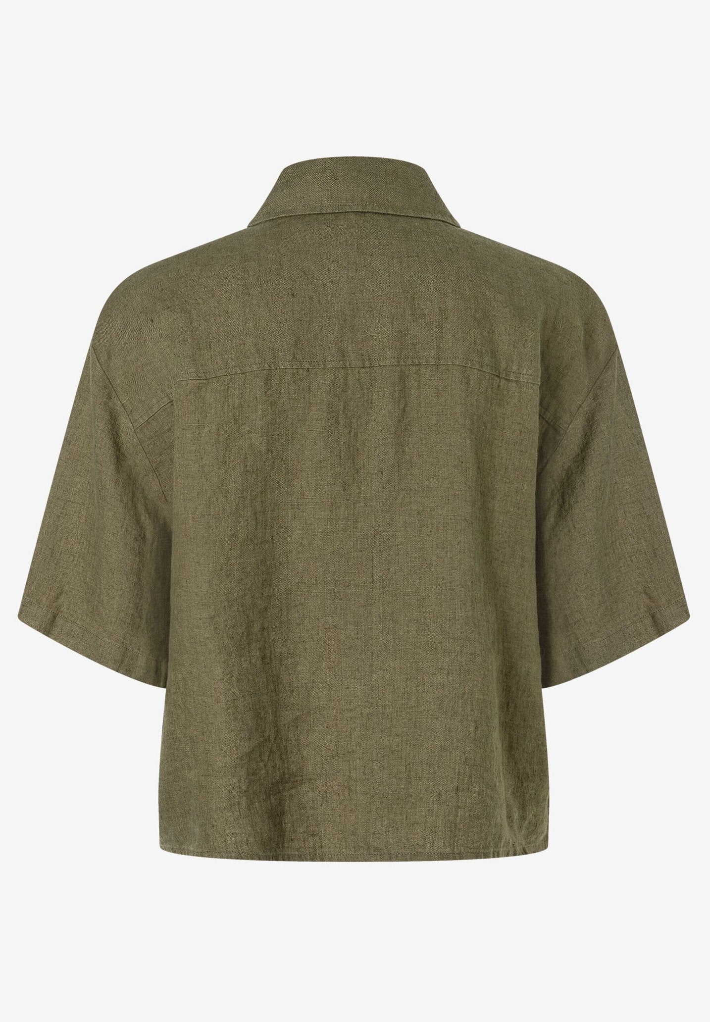 More &amp; More_Tundra Olive Short Linen Blouse_51052000_0679_03
