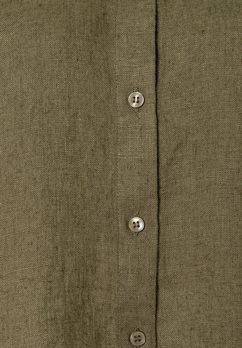More &amp; More_Tundra Olive Short Linen Blouse_51052000_0679_04