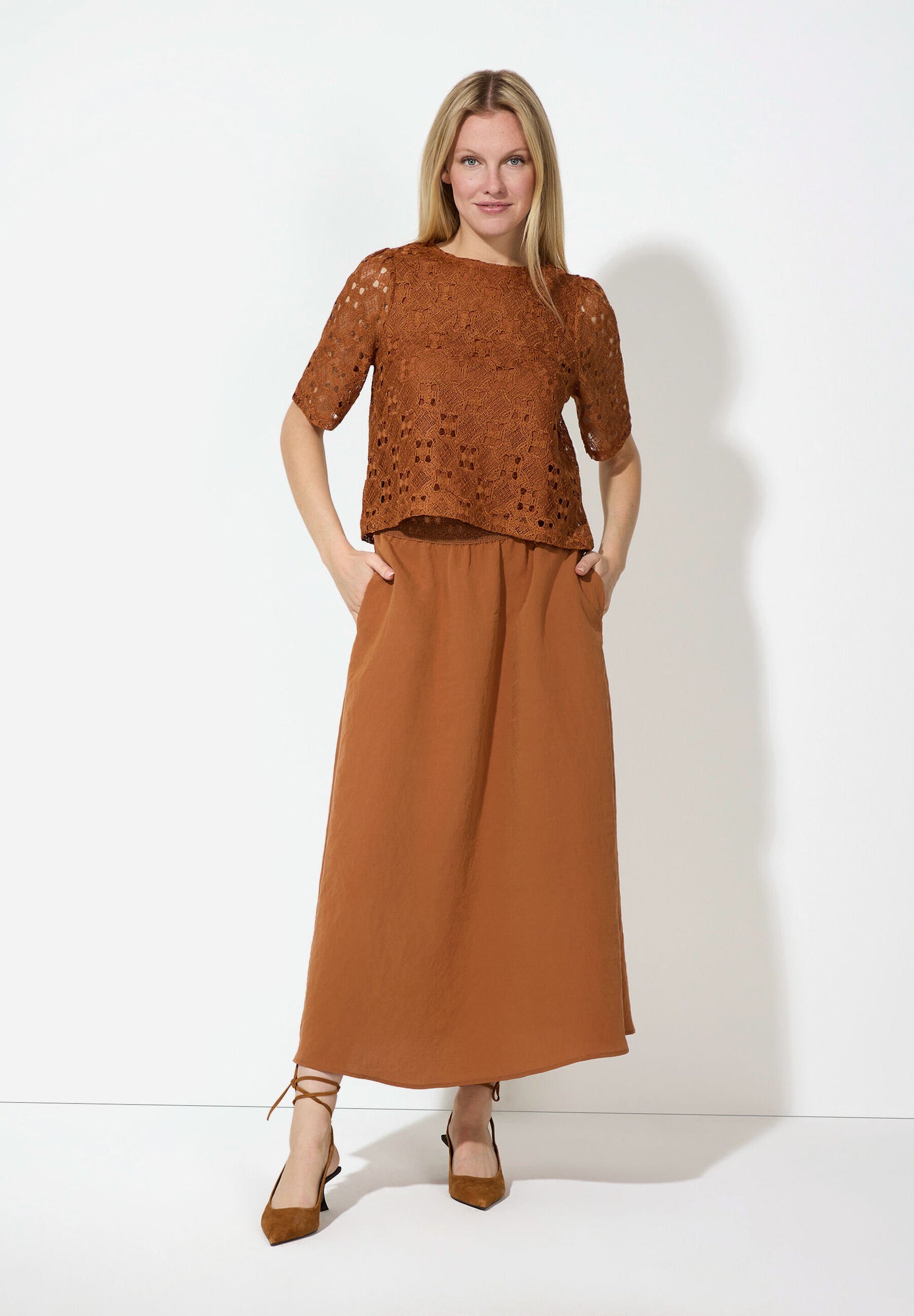More &amp; More_Clay Brown Lace Blouse_51062069_0471_02