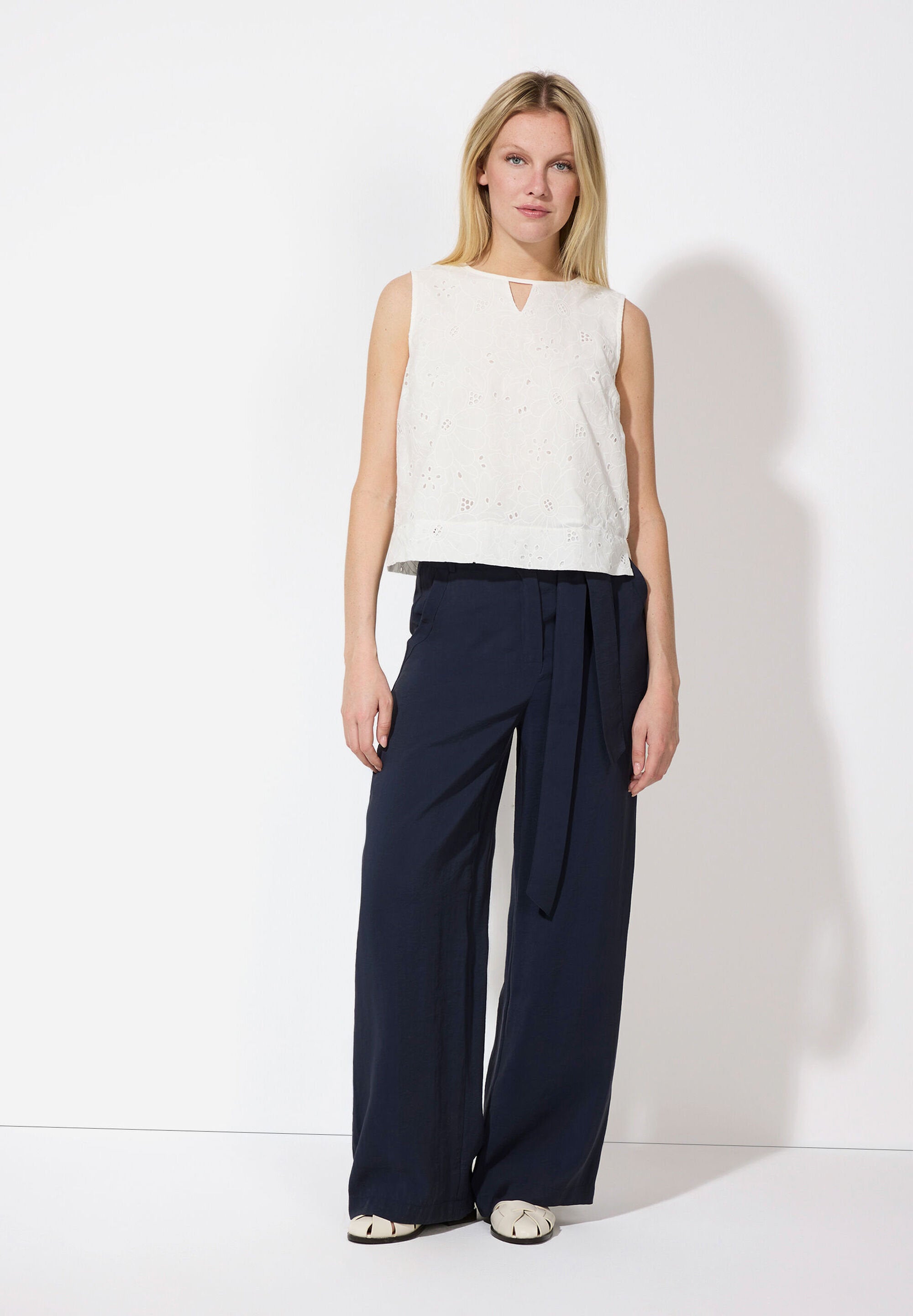 More &amp; More_Navy Trousers with Belt_51064055_0370_01