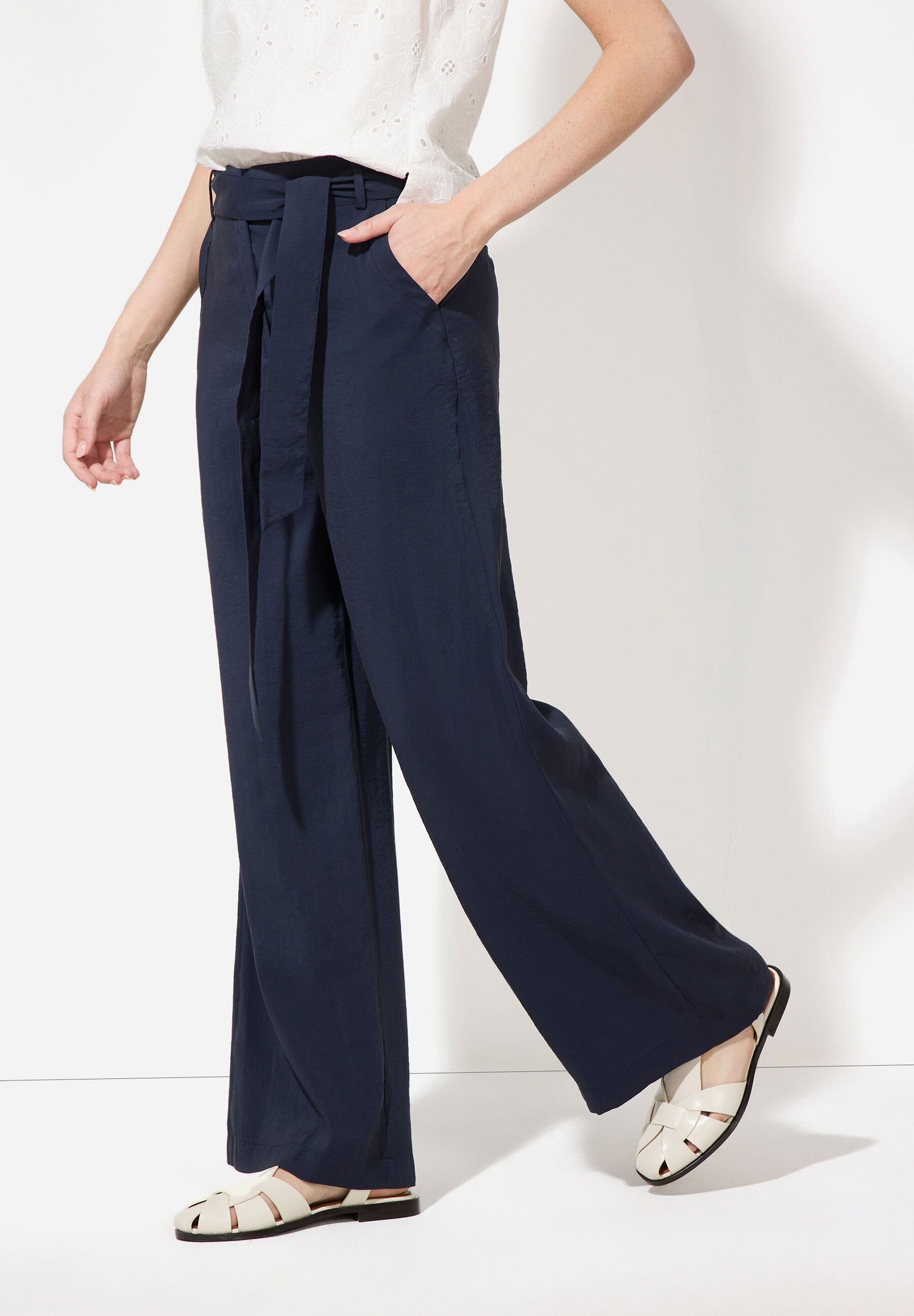 More &amp; More_Navy Trousers with Belt_51064055_0370_03