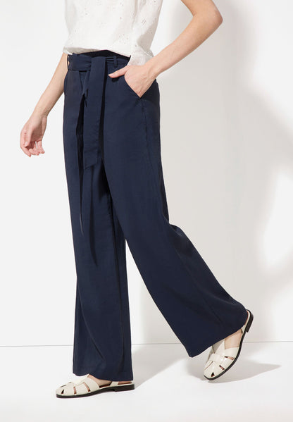 More &amp; More_Navy Trousers with Belt_51064055_0370_03