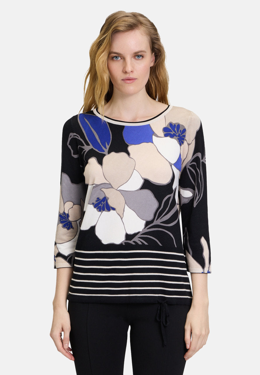 Fine Knit Sweater With Flower Print_5107-2732_9880_01