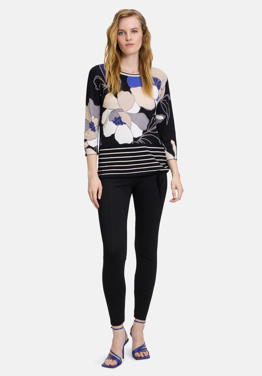 Fine Knit Sweater With Flower Print_5107-2732_9880_02