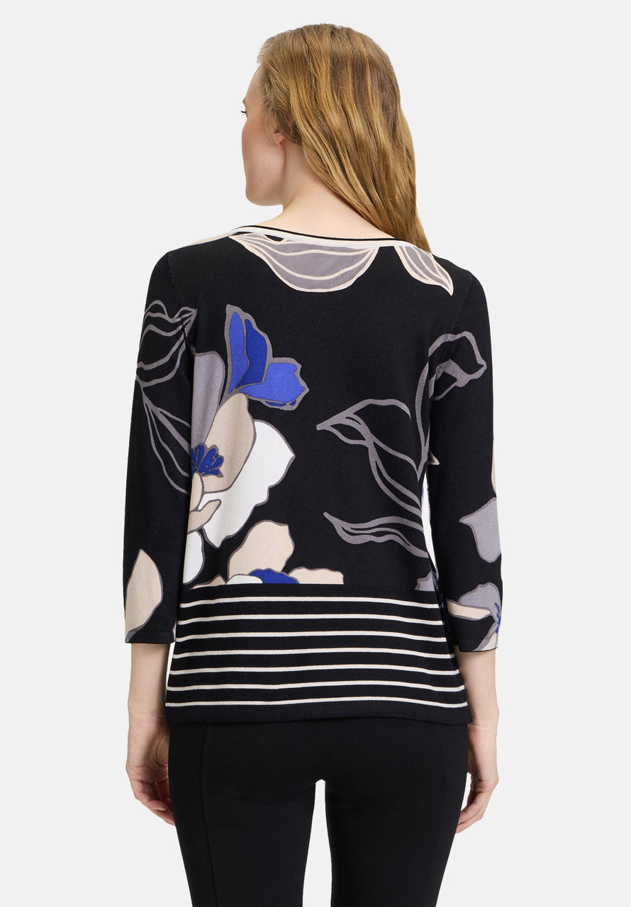 Fine Knit Sweater With Flower Print_5107-2732_9880_03