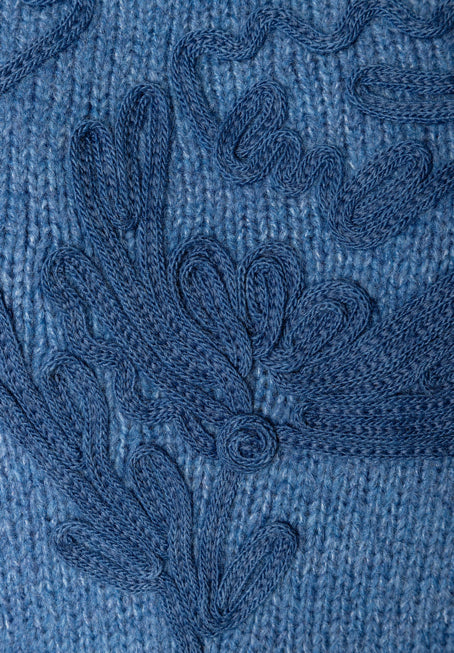 More &amp; More_Blue Cloud Melange_Pullover with Flower-Embroidery_51081050_0333_07