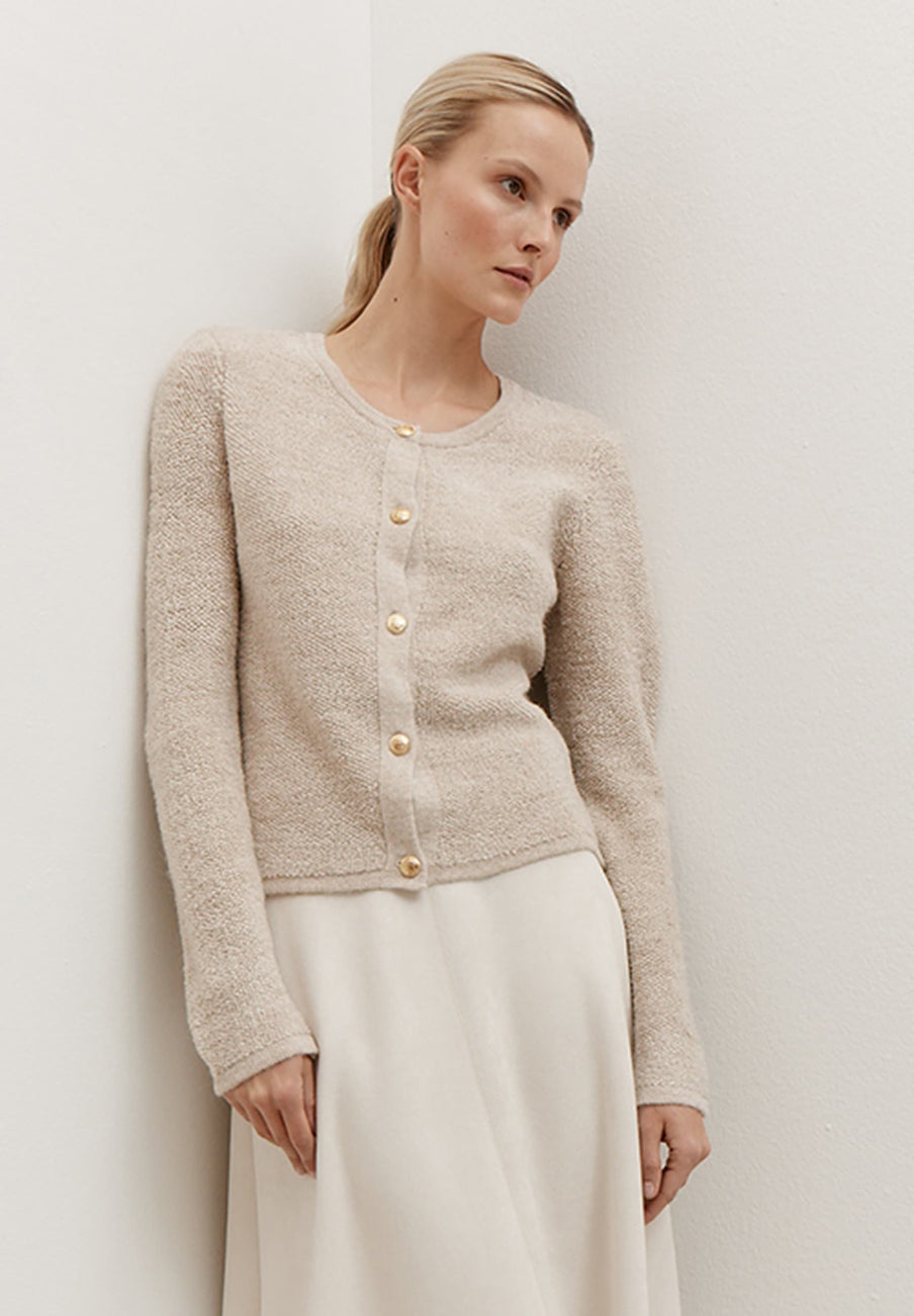 More &amp; More_Dust Melange_BouclŽ Cardigan with Buttons_51081251_0257_01
