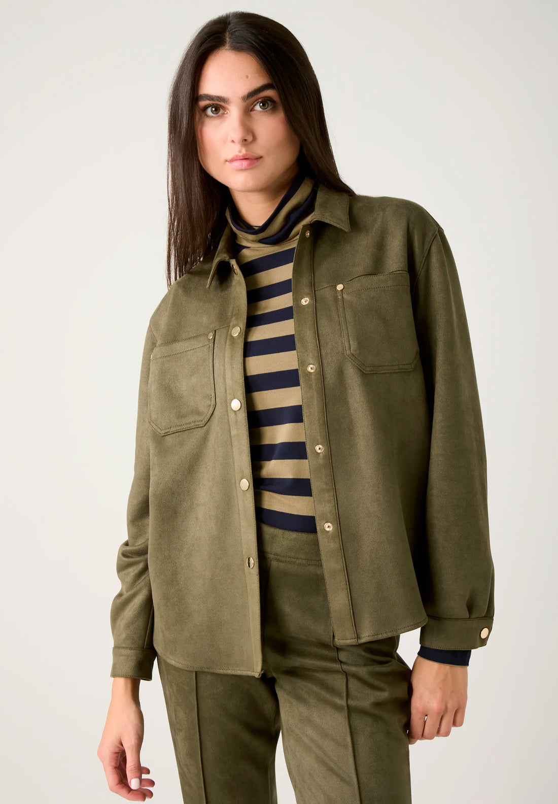 More &amp; More_Olive Leaf_Suede-Look Shirt, Khaki_51092058_0660_01