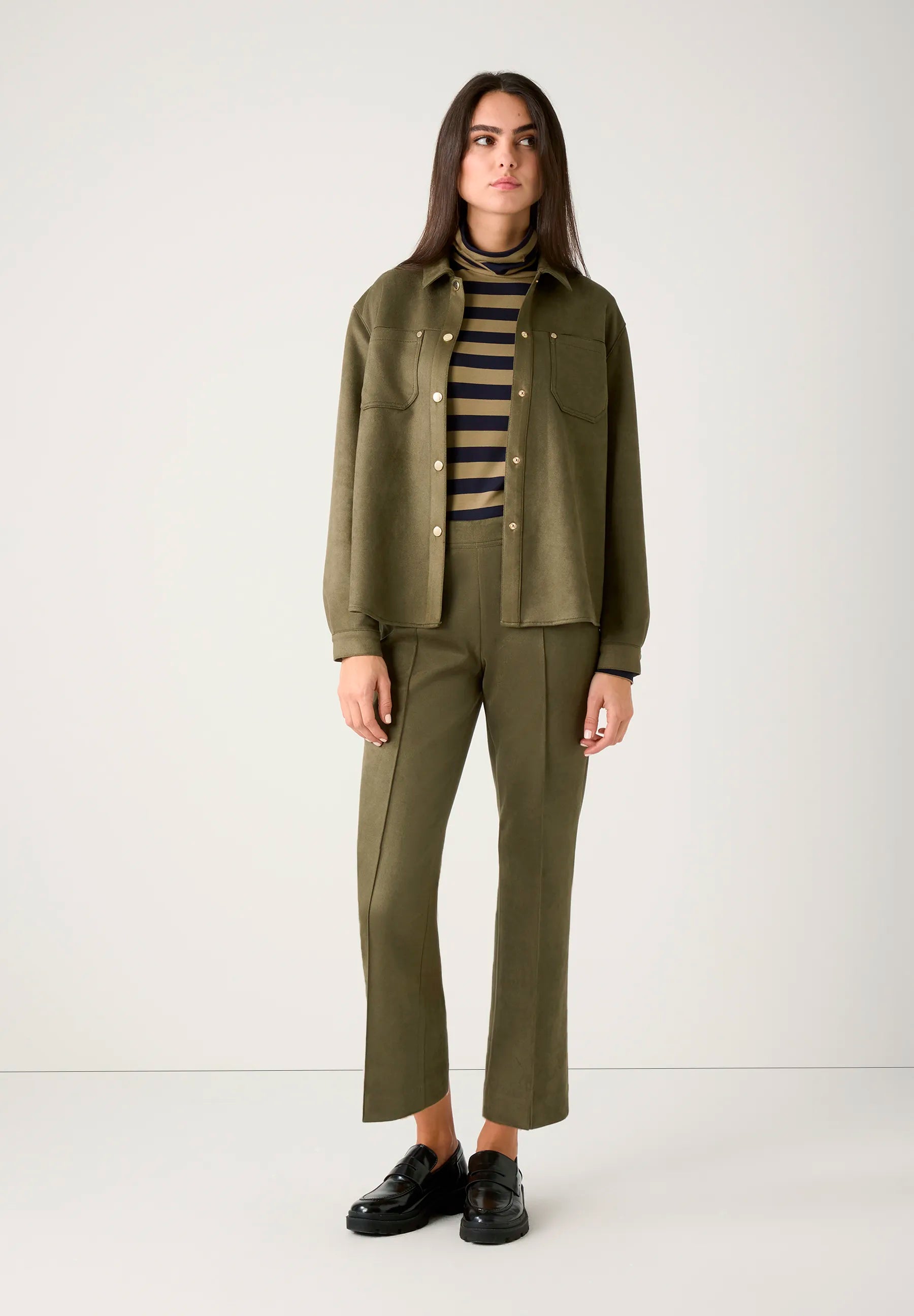 More &amp; More_Olive Leaf_Suede-Look Shirt, Khaki_51092058_0660_02