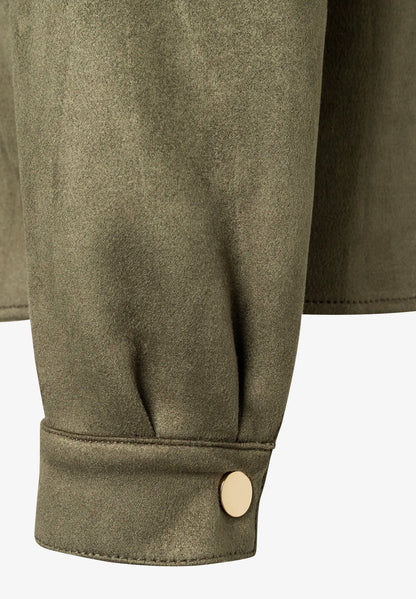 More &amp; More_Green_Suede-Look Shirt, Khaki_51092058_0660_09