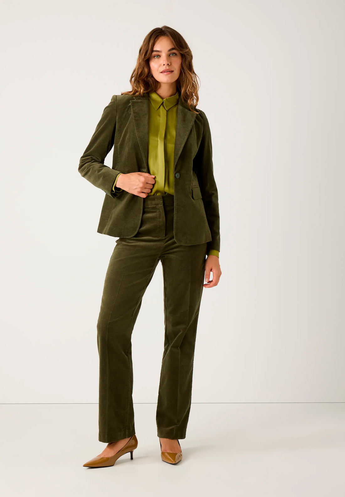 More &amp; More_Ruby Orchid_Velvet Blazer, Khaki_51096004_0564_02