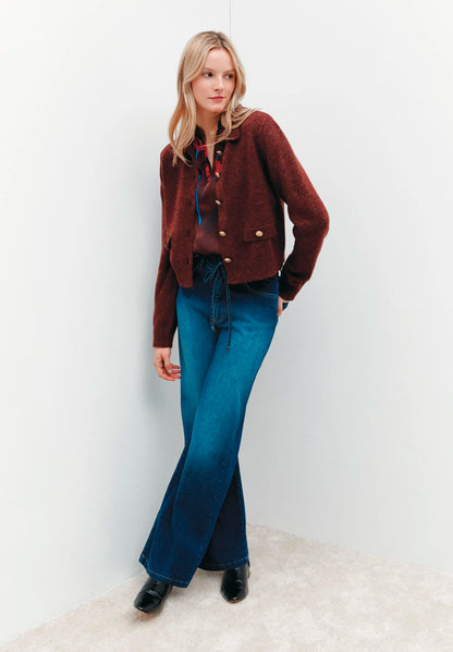 More &amp; More_Raisin Brown_Cardigan with Decorative Buttons, Rust Brown_51101250_0284_01