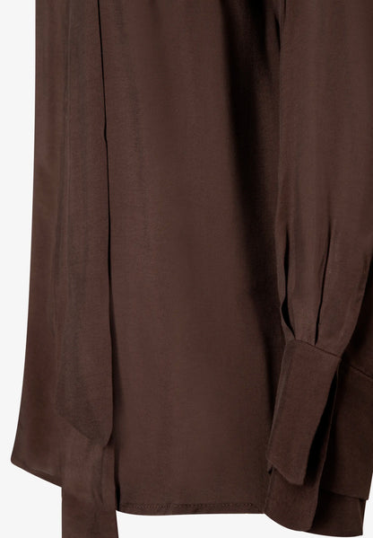 More &amp; More_Espresso Brown_Pussy-Bow Blouse_51102054_0279_05